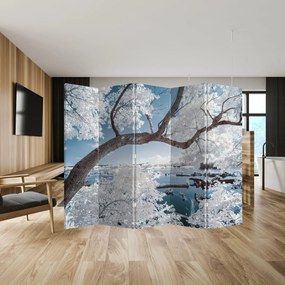Paravan - Copac înzăpezit lângă apă (210x170 cm)