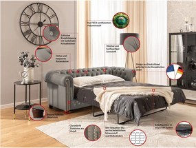 Canapea gri extensibilă cu tapițerie din catifea 203 cm York Blik – Ropez