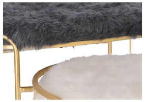 Set taburete Perla metalice cu blanita sintetica, baza aurie, design modern  2 piese