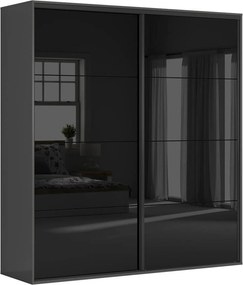 Dressing FLEX, gri grafit/negru lucios, PAL, cu 2 usi, 220x66x240 cm