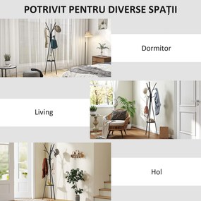 HOMCOM Cuier Vertical Modern de Podea pentru Hol, 45x45x180cm, Negru | Aosom Romania