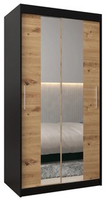 Dulap de haine 100 cm Toki 1 (negru mat + stejar artisan). 1064879