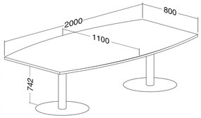 Masa de intalnire ProOffice 200 x 110 cm, para salbatic