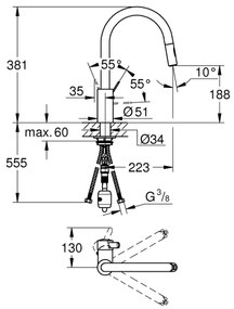 GROHE 31481001 - Baterie pentru chiuvetă EUROSMART COSMOPOLITAN, crom lucios