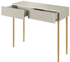 Masa de toaletă cu sertare Nicole 100 cm - cașmir / picioare aurii