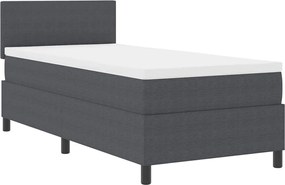 vidaXL Pat cu arcuri cu headboard Gri închis și alb 90 x 200 cm
