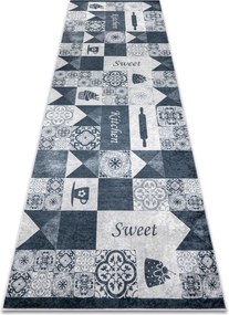 ANDRE 44211 covor lavabil gresii de Lisbona, bucatarie, anti-alunecare - gri / argintiu