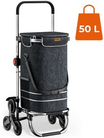 Jurhan Geantă de cumpărături pe roți pentru scări COMFORT, 50L, negru