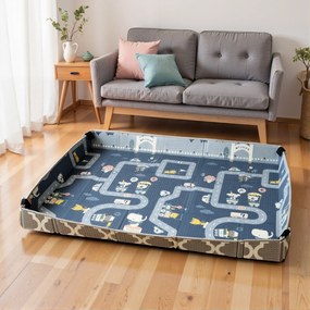 AIYAPLAY Covoraș de joacă pentru bebeluși pliabil și reversibil, covoraș de podea din spumă gros, 202 x 180,5 x 1 cm, multicolor | Aosom Romania