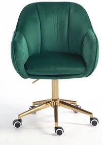 HR2055K Scaun Verde din Catifea cu Bază Aurie