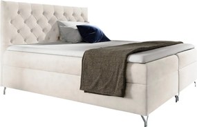 Pat cu boxspring, 160x200, material alb Velvet, GULIETTE + cadou