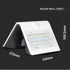 LED lampă solară de perete cu senzor LED/3W/3,7V 3000/4000K IP65 albă