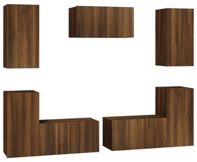 3120256 vidaXL Set comode TV, 7 piese, stejar maro, lemn compozit