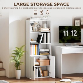 HOMCOM Bibliotecă cu Rafturi Deschise și Dulap cu Raft Reglabil Alb | Aosom Romania