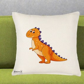 Perna Decorativa T-Rex Portocaliu, 40x40 cm, Crem Reliefat, Husa Detasabila, Perna Inclusa, BEKZ®