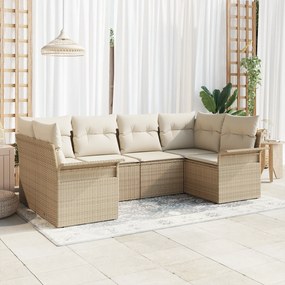 vidaXL Set de canapele pentru grădină cu pernă 6 pcs Bej Rattan poli