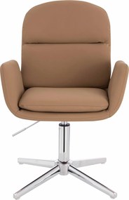 HR480CROSS Scaun Caramel Piele Ecologica Premium Soft cu Bază Cromata