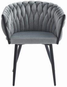 Scaun de dining gri deschis ORION VELVET cu picioare negre