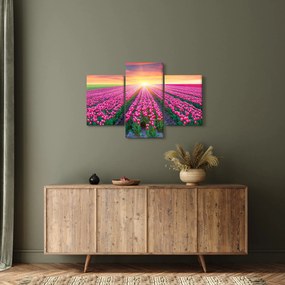 Tablou cu câmp de lalele cu soare (90x60 cm)