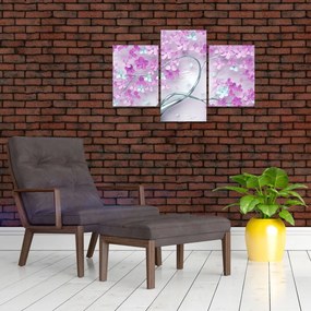 Tablouri cu flori pe trunchi argintiu - abstract (90x60 cm)