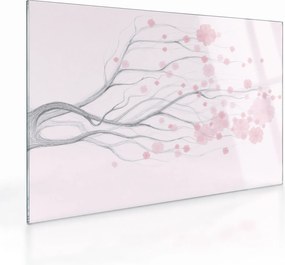 Tablou pe sticlă - Flori roz (70x50 cm)