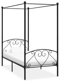 284433 vidaXL Cadru de pat cu baldachin, negru, 90 x 200 cm, metal