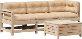 vidaXL Set mobilier de grădină cu perne, 4 piese, lemn masiv de pin