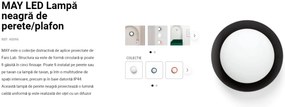 Mini Aplica LED de perete / tavan design modern IP44 MAY Black