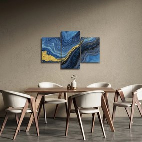Tablou - Abstracție albastru-aurie (90x60 cm)
