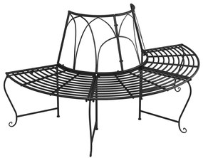318825 vidaXL Bancă semicirculară de copac, negru, Ø159 cm, oțel