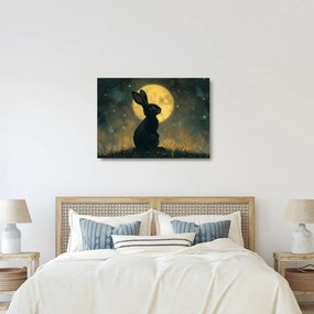 Tablou pe sticlă - Iepure cu lună (70x50 cm)
