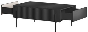 Măsuță de cafea cu sertare Malmi 100 cm - negru mat / picioare negre