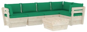 3063569 vidaXL Set mobilier grădină din paleți cu perne, 6 piese, lemn molid