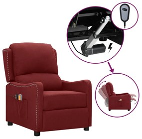 Fotoliu de masaj rabatabil electric, roșu vin, material textil