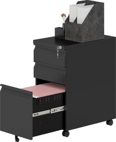 Vinsetto dulap pentru dosare din metal, dulap de birou, 3 sertare, mobil, Negru | Aosom Romania