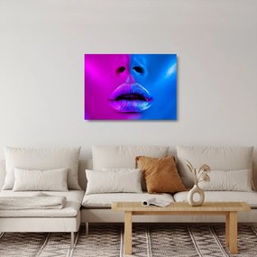 Tablou pe sticlă - Imaginea buzelor colorate (70x50 cm)