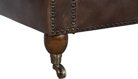 Canapea vintage 2 locuri din piele naturală maro închis, „Chesterfield"