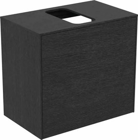 Dulap baza suspendat Ideal Standard Atelier Conca 1 sertar si blat cu decupaj central 60 cm finisaj stejar inchis