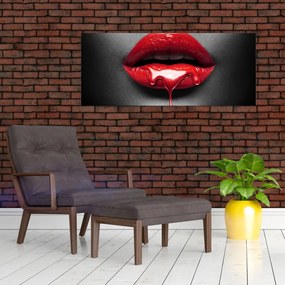 Tablou cu buze de femeie (120x50 cm)