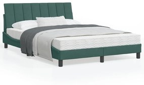 3207852 vidaXL Cadru de pat cu tăblie, verde închis, 140x200 cm, catifea