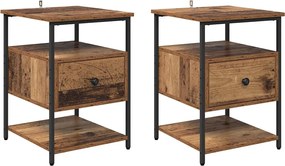 vidaXL Dulap de noapte 2 pcs Lemn vechi 40 x 42 x 56 cm Lemn compozit