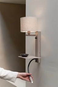 Aplica cu raft si reader LED, port USB si abajur textil in deschis Florence