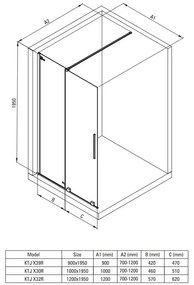 Paravan de dus Deante Jasmin crom 100x195 cm