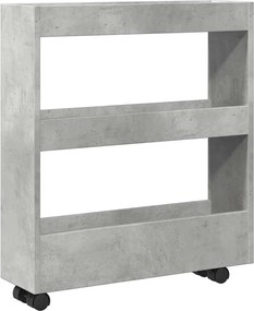 vidaXL Cărucior depozitare îngust, 3 niveluri gri beton lemn prelucrat