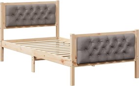 vidaXL Cadru de pat Gri taupe 90 x 190 cm Lemn de pin masiv