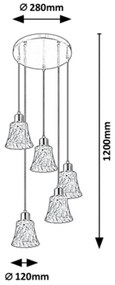 Lustra cu 5 pendule design clasic Hestia 5305 RX