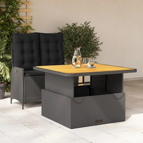 vidaXL Set mobilier de grădină cu perne, 2 piese, negru, poliratan