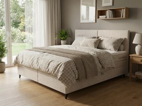 Pat tapițat boxspring BRIANA 180x200 cm crem Saltea: Saltea cu arcuri Bonell