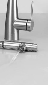 🚰 Baterie bucătărie ERIDAN, cu racord filtru de apă & pipă extractibilă, finisaj oțel șlefuit – Cod BRE_F75M