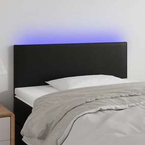 3121416 vidaXL Tăblie de pat cu LED, negru, 100x5x78/88 cm, piele ecologică